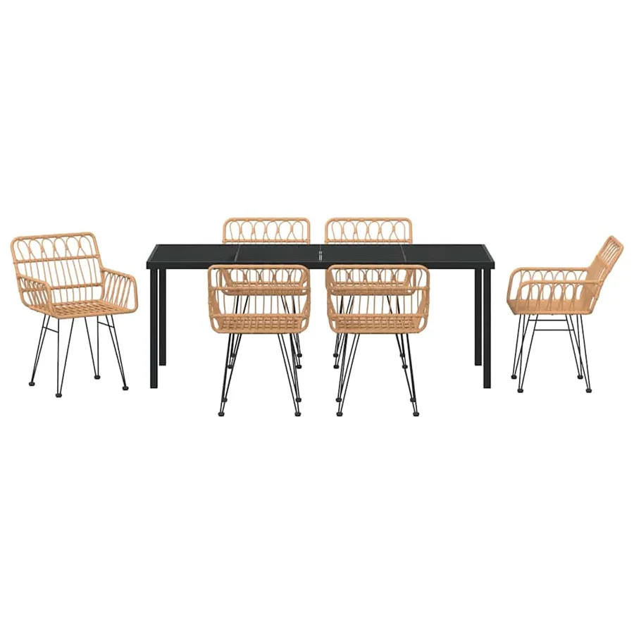 Ensemble de salle à manger pour jardin 7 pcs Marron - 7