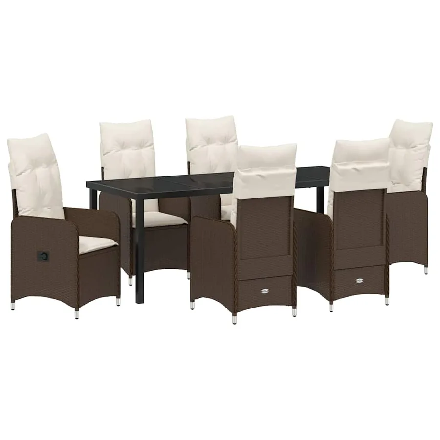 Ensemble de salle à manger pour jardin 7 pcs Marron polyrotin - 2