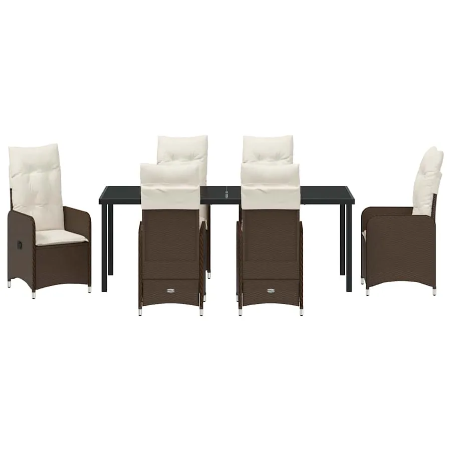 Ensemble de salle à manger pour jardin 7 pcs Marron polyrotin - 7