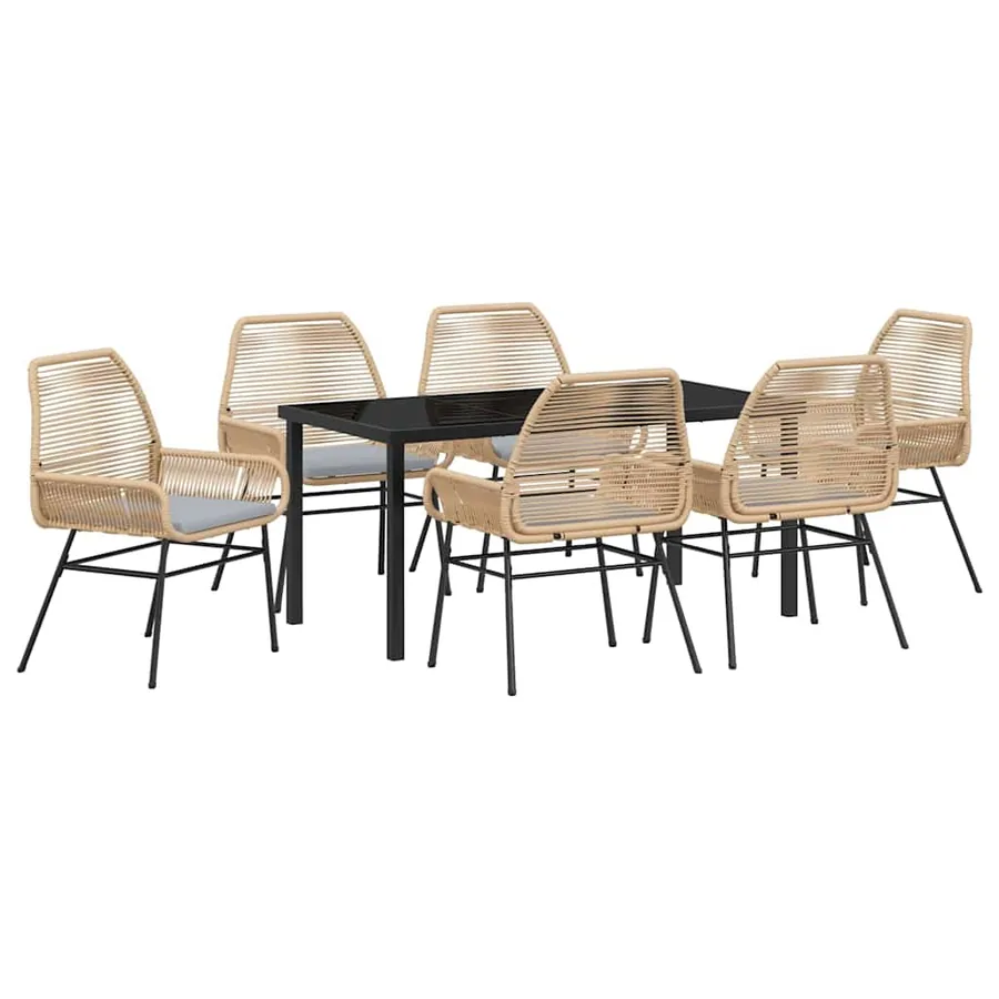 Ensemble de salle à manger pour jardin 7 pcs Marron polyrotin - 2