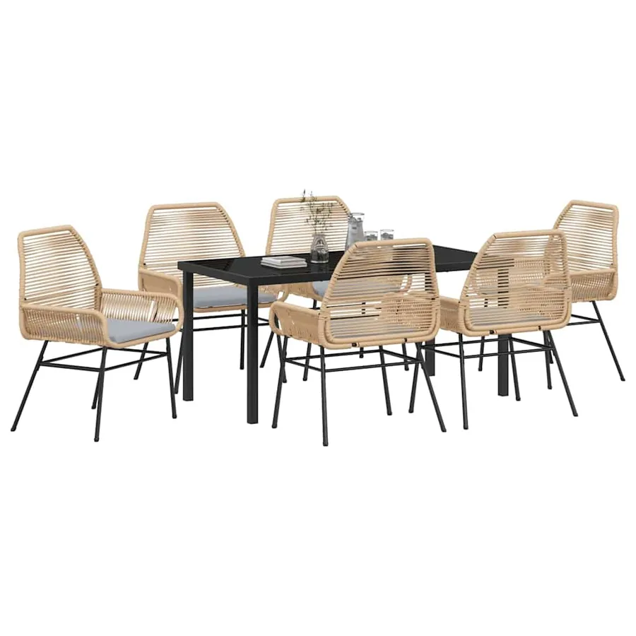 Ensemble de salle à manger pour jardin 7 pcs Marron polyrotin - 3