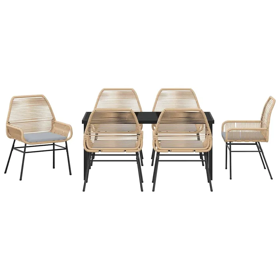 Ensemble de salle à manger pour jardin 7 pcs Marron polyrotin - 7