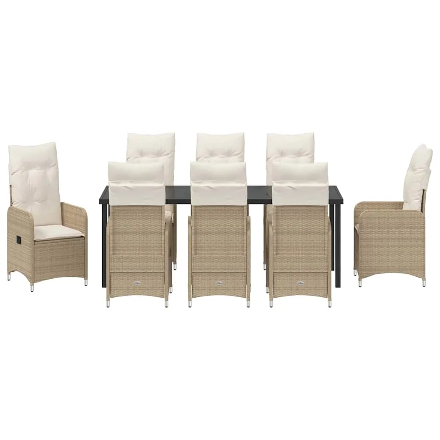 Ensemble de salle à manger pour jardin 9 pcs Beige polyrotin - 7