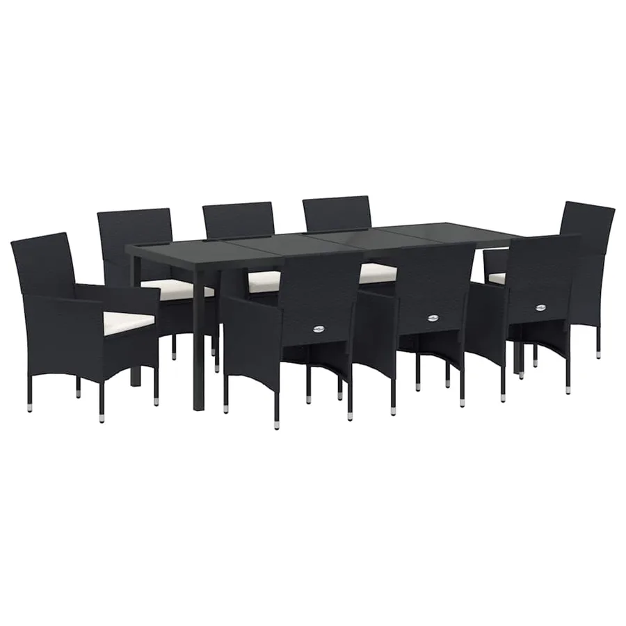 Ensemble de salle à manger pour jardin 9 pcs Noir polyrotin - 2
