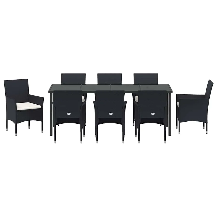 Ensemble de salle à manger pour jardin 9 pcs Noir polyrotin - 7
