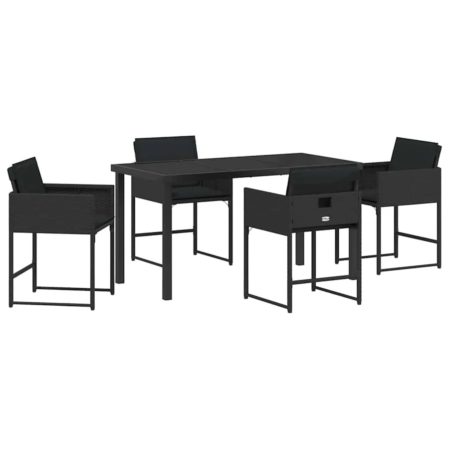 Ensemble de salle à manger pour jardin 5 pcs Noir polyrotin - 2