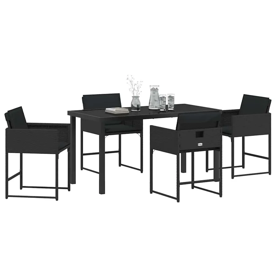 Ensemble de salle à manger pour jardin 5 pcs Noir polyrotin - 3
