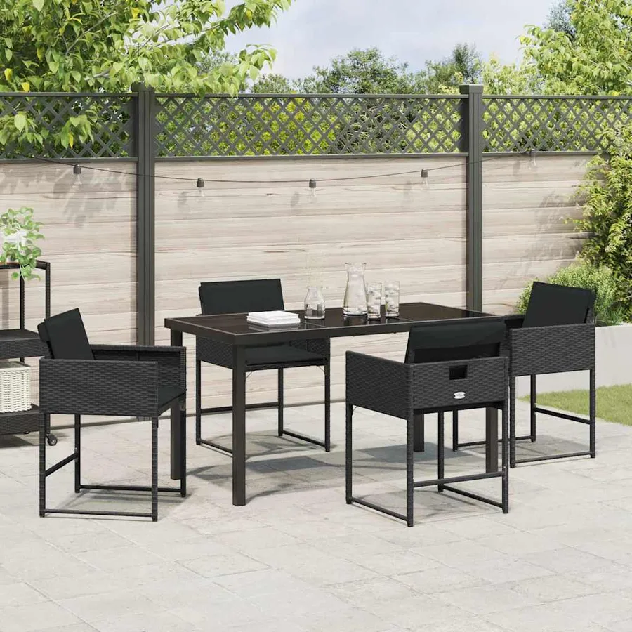 Ensemble de salle à manger pour jardin 5 pcs Noir polyrotin - 4