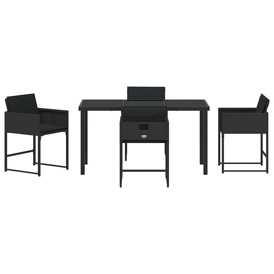 Ensemble de salle à manger pour jardin 5 pcs Noir polyrotin - 7