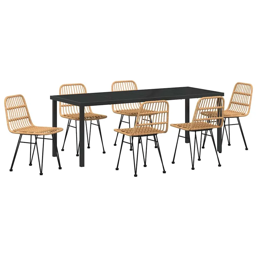Ensemble de salle à manger pour jardin 7 pcs Marron - 2