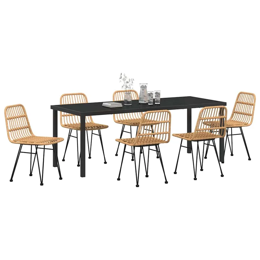 Ensemble de salle à manger pour jardin 7 pcs Marron - 3