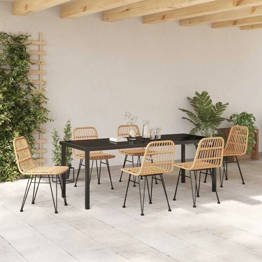 Ensemble de salle à manger pour jardin 7 pcs Marron - 4