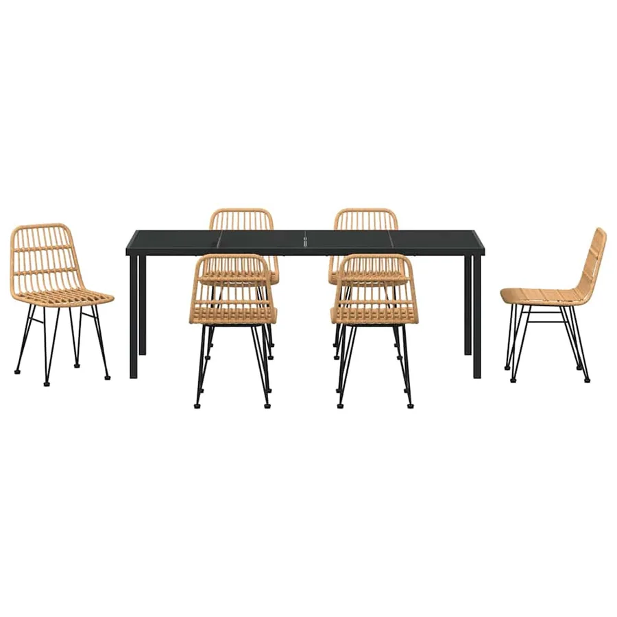 Ensemble de salle à manger pour jardin 7 pcs Marron - 7