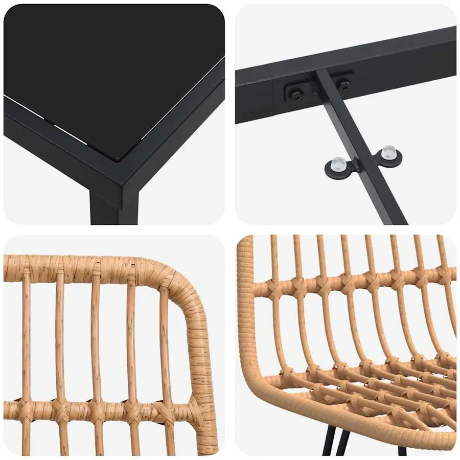 Ensemble de salle à manger pour jardin 7 pcs Marron - 9