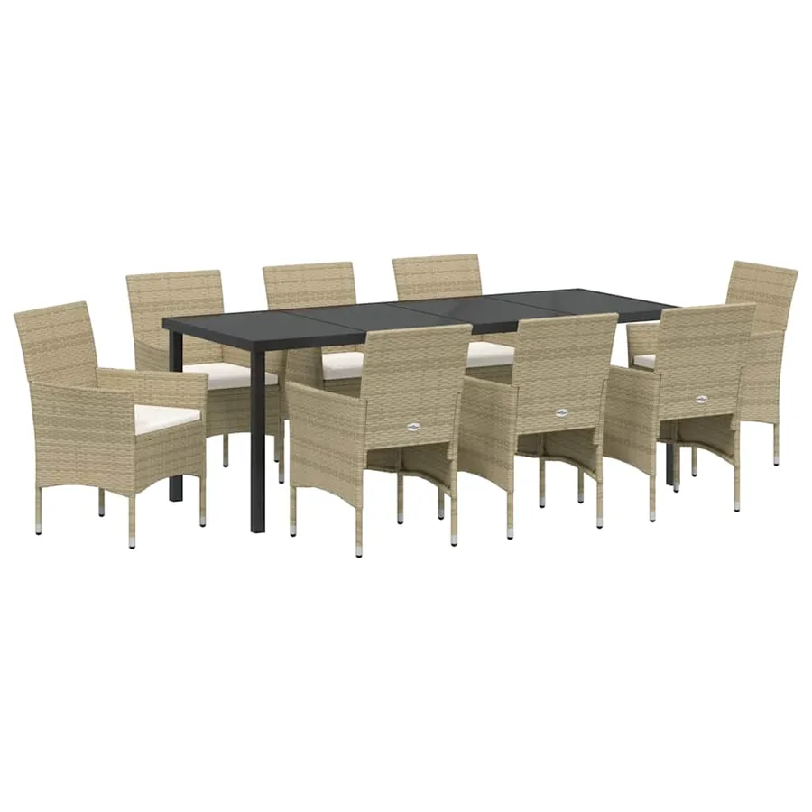 Ensemble de salle à manger pour jardin 9 pcs Beige polyrotin - 2