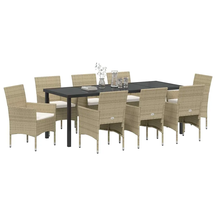 Ensemble de salle à manger pour jardin 9 pcs Beige polyrotin - 3
