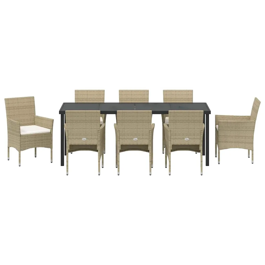 Ensemble de salle à manger pour jardin 9 pcs Beige polyrotin - 7