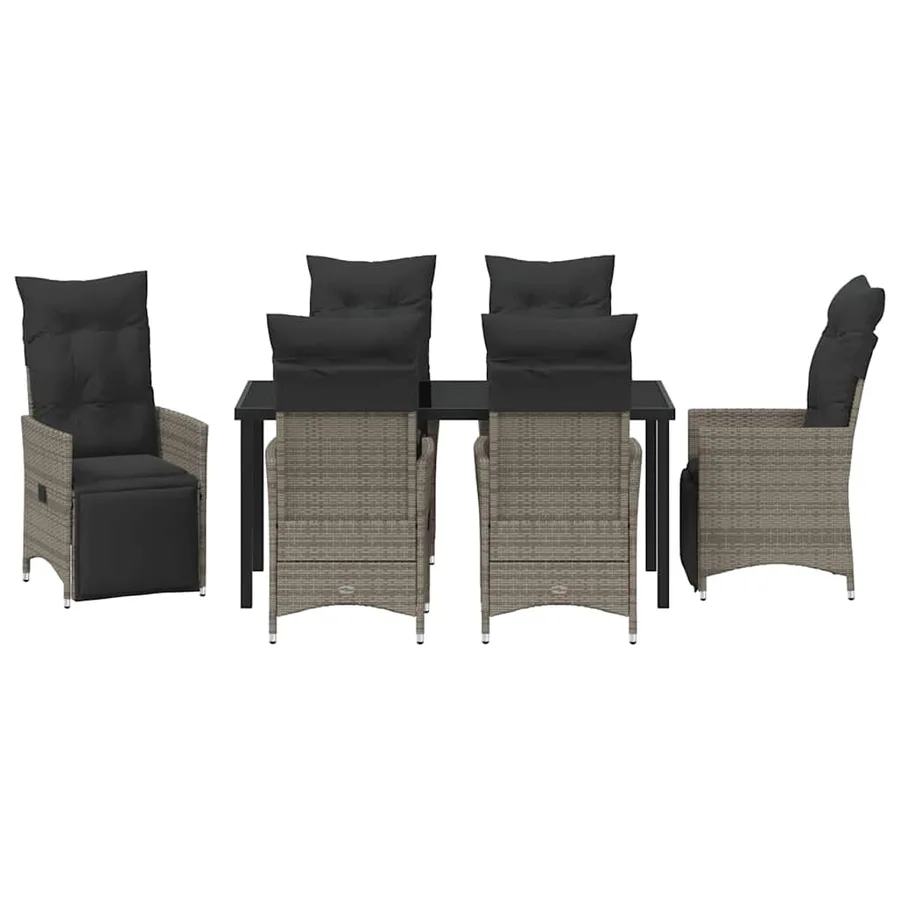 Ensemble de salle à manger pour jardin 7 pcs Gris polyrotin - 7
