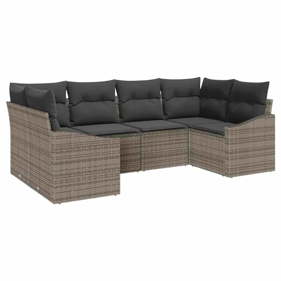 Ensemble de Canapés avec coussin 6 pcs Gris polyrotin - 2