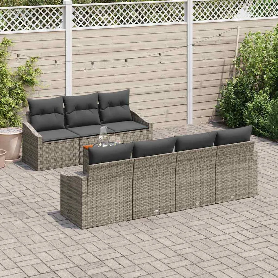 Ensemble de canapé de jardin avec coussin 8 pcs Gris polyrotin - 3