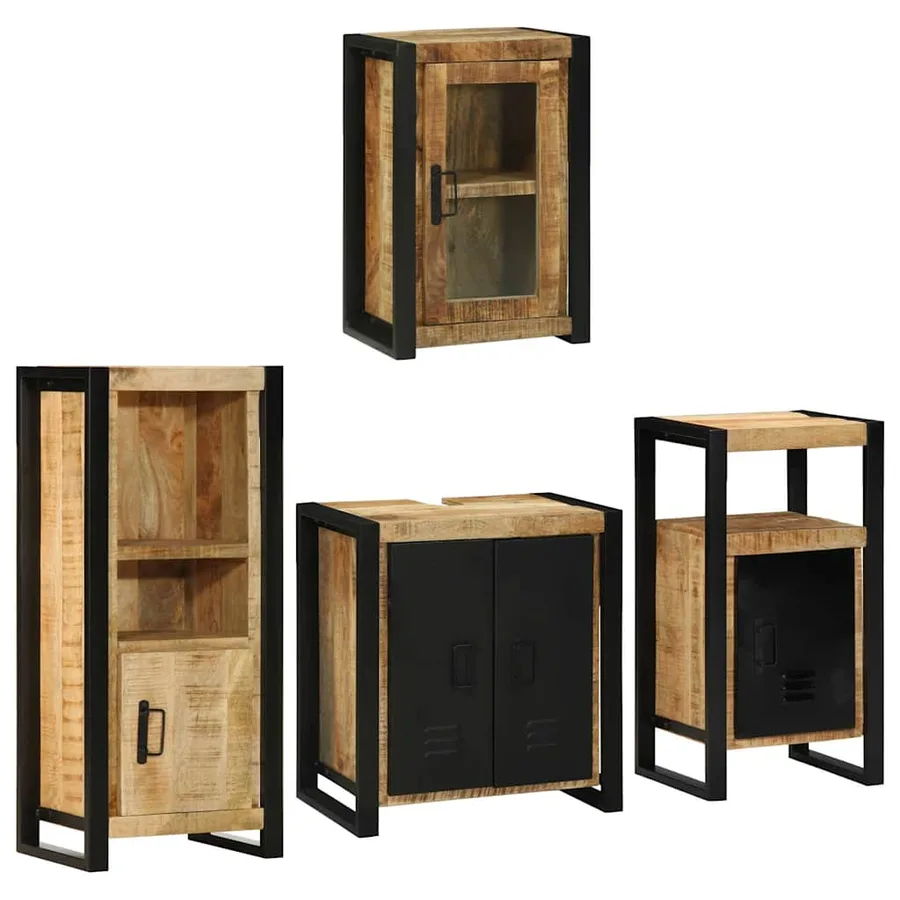Ensemble de mobilier de salle de bain avec étagère 4 pcs - 2