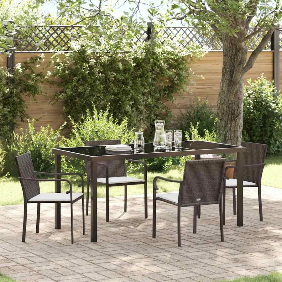 Ensemble de salle à manger pour jardin 5 pcs Marron et Noir