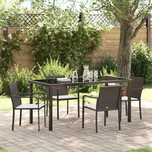 Ensemble de salle à manger pour jardin 5 pcs Marron et Noir