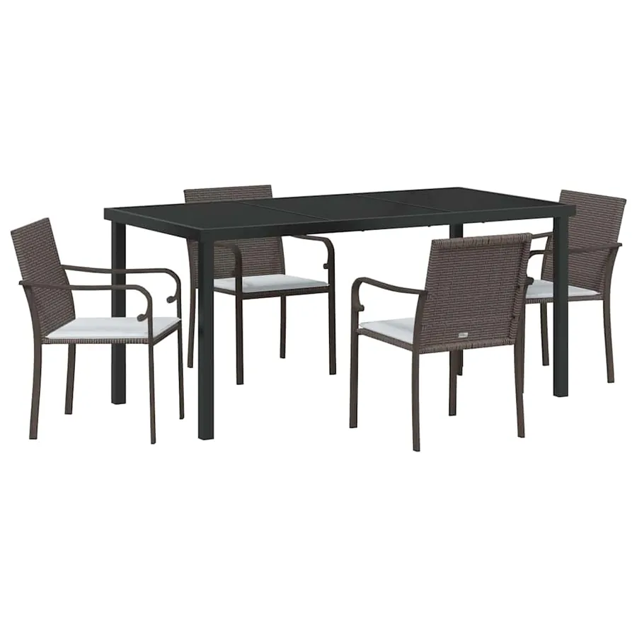 Ensemble de salle à manger pour jardin 5 pcs Marron et Noir - 2