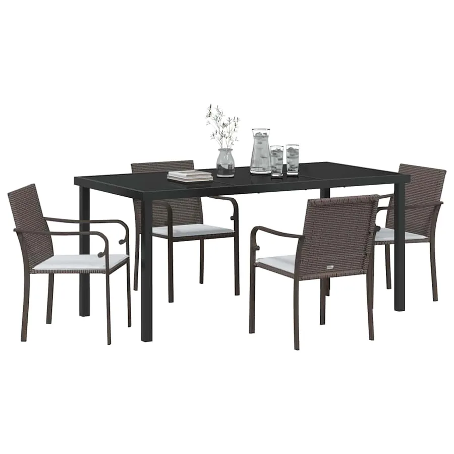 Ensemble de salle à manger pour jardin 5 pcs Marron et Noir - 3