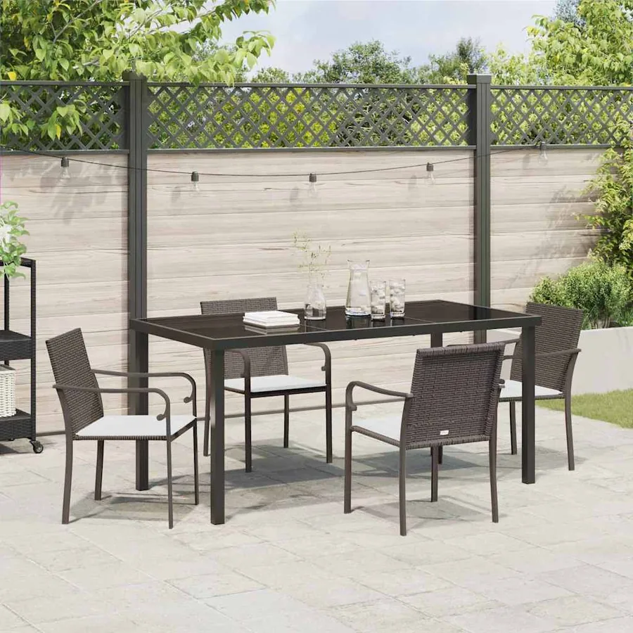 Ensemble de salle à manger pour jardin 5 pcs Marron et Noir - 4