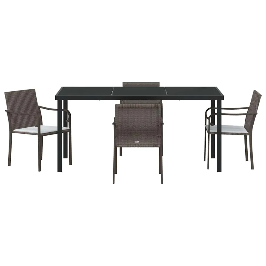 Ensemble de salle à manger pour jardin 5 pcs Marron et Noir - 7