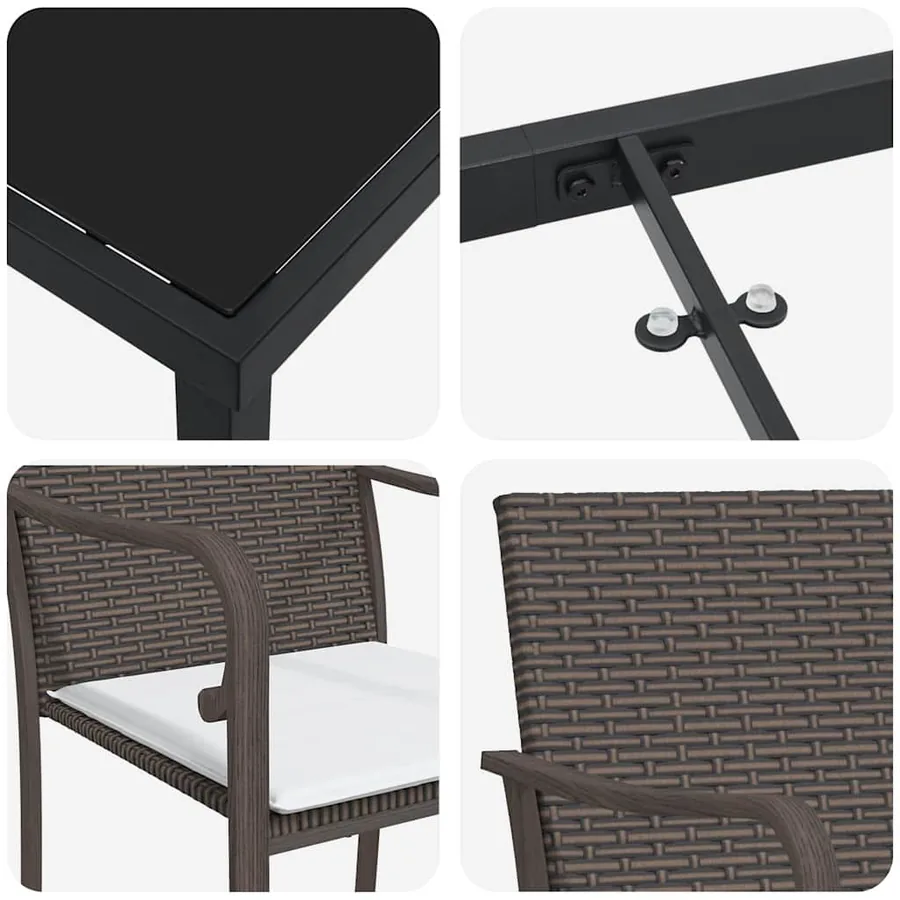 Ensemble de salle à manger pour jardin 5 pcs Marron et Noir - 9