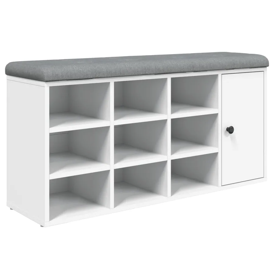 Banc à chaussures blanc 102x32x50 cm bois d'ingénierie - 2
