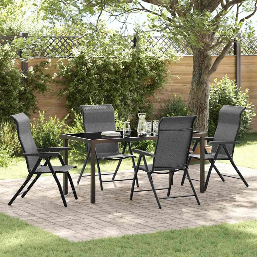 Ensemble de salle à manger pour jardin 5 pcs Gris