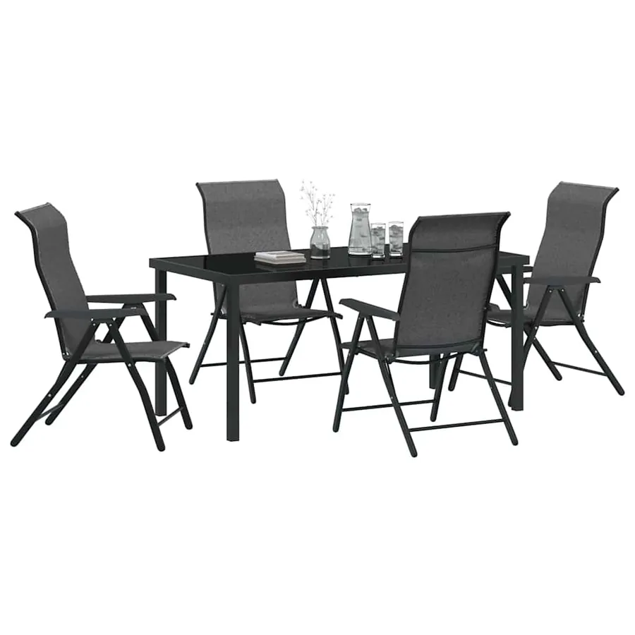 Ensemble de salle à manger pour jardin 5 pcs Gris - 3