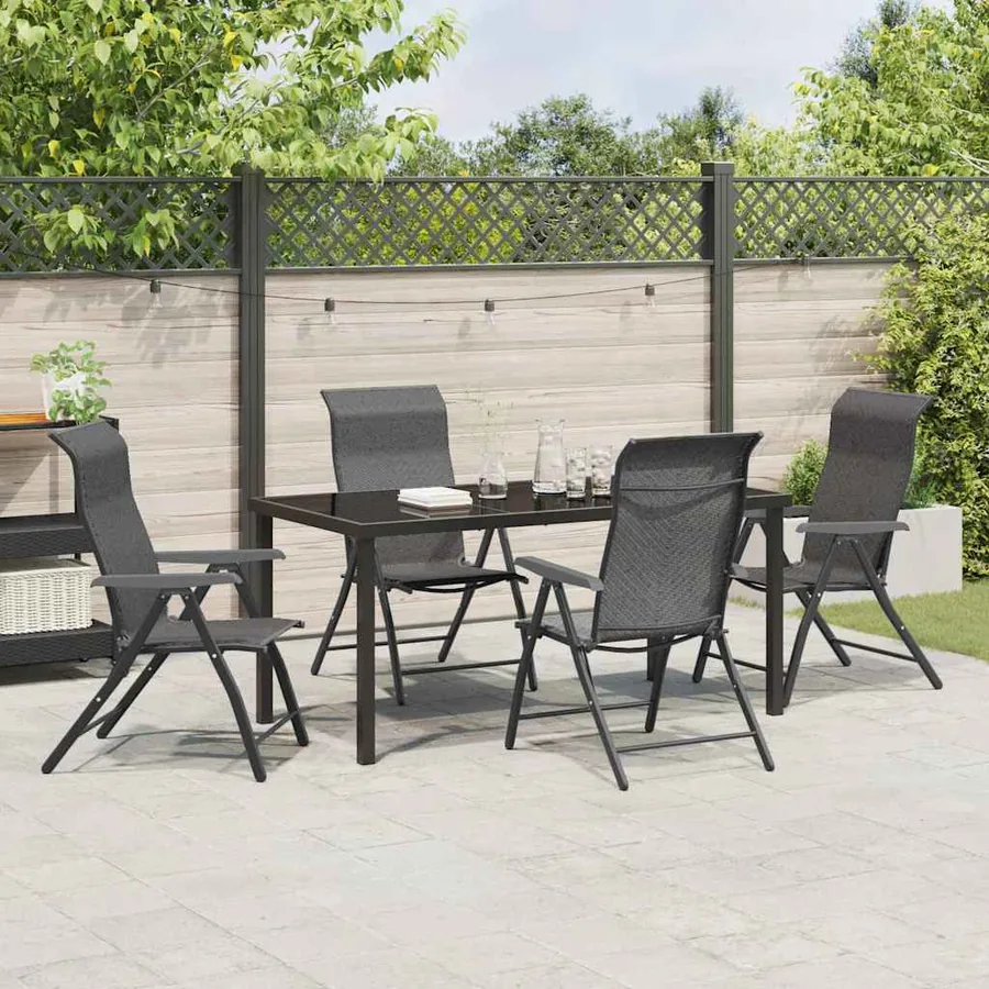 Ensemble de salle à manger pour jardin 5 pcs Gris - 4