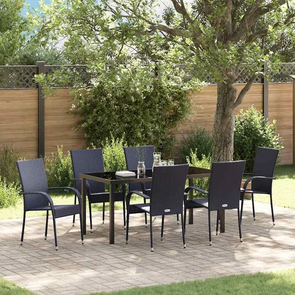 Ensemble de salle à manger pour jardin 7 pcs Noir