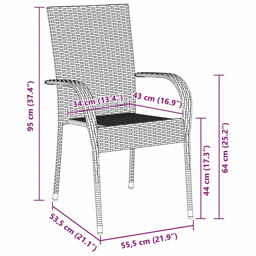 Ensemble de salle à manger pour jardin 7 pcs Noir - 10