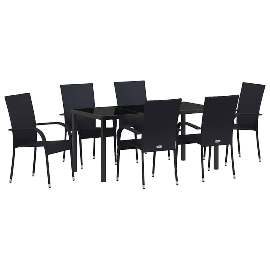 Ensemble de salle à manger pour jardin 7 pcs Noir - 2