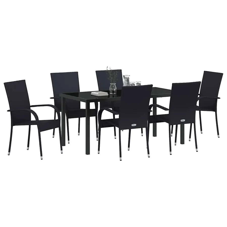 Ensemble de salle à manger pour jardin 7 pcs Noir - 3