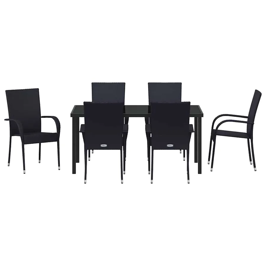 Ensemble de salle à manger pour jardin 7 pcs Noir - 7
