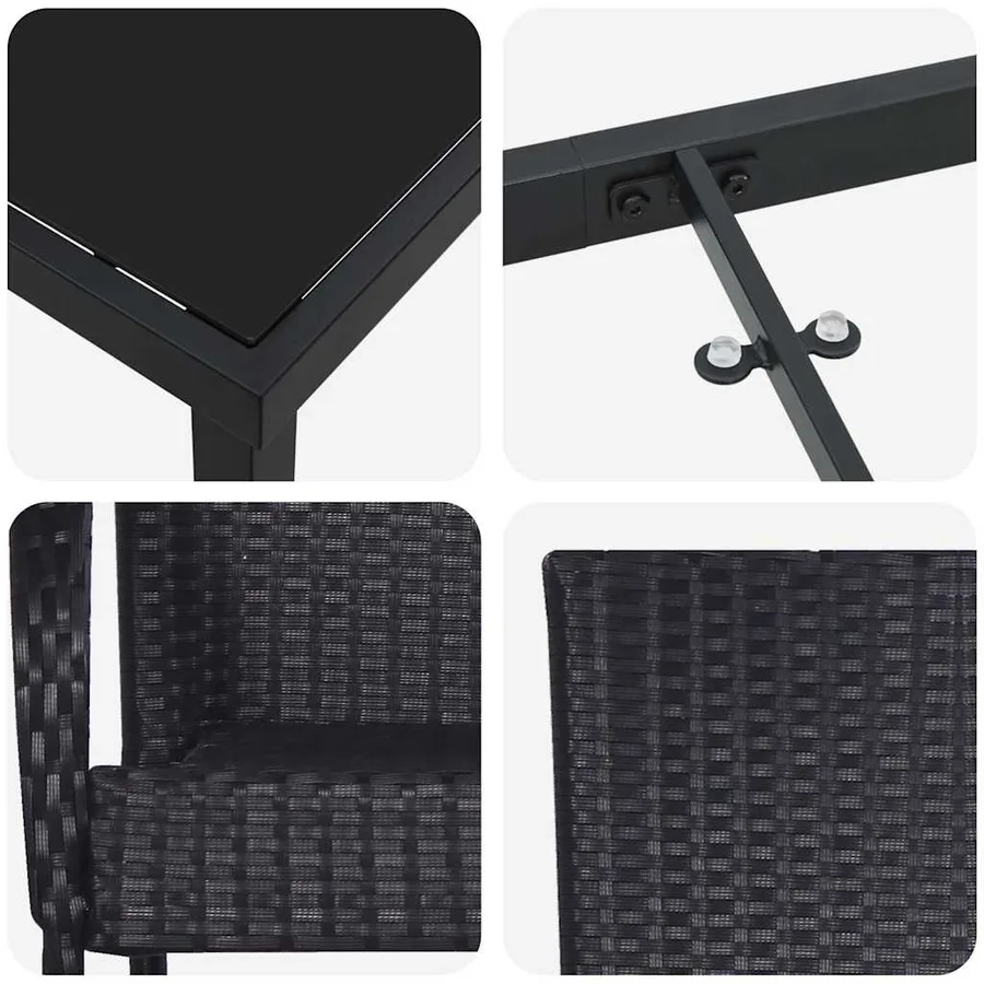 Ensemble de salle à manger pour jardin 7 pcs Noir - 9