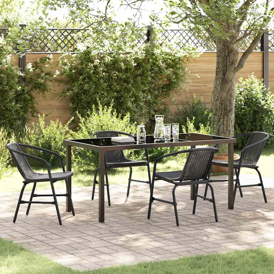 Ensemble de salle à manger pour jardin 5 pcs Noir