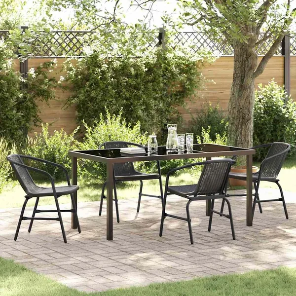 Ensemble de salle à manger pour jardin 5 pcs Noir
