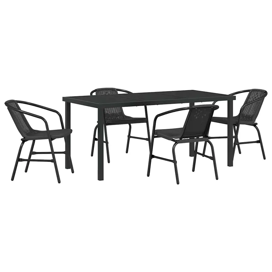 Ensemble de salle à manger pour jardin 5 pcs Noir - 2