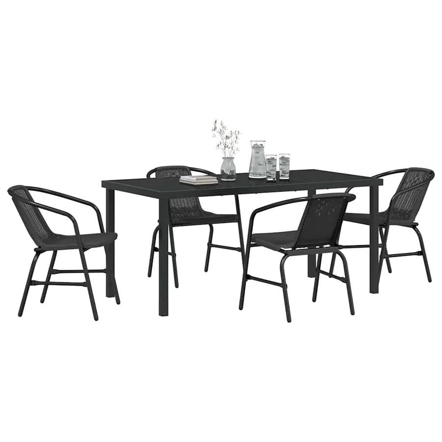 Ensemble de salle à manger pour jardin 5 pcs Noir - 3