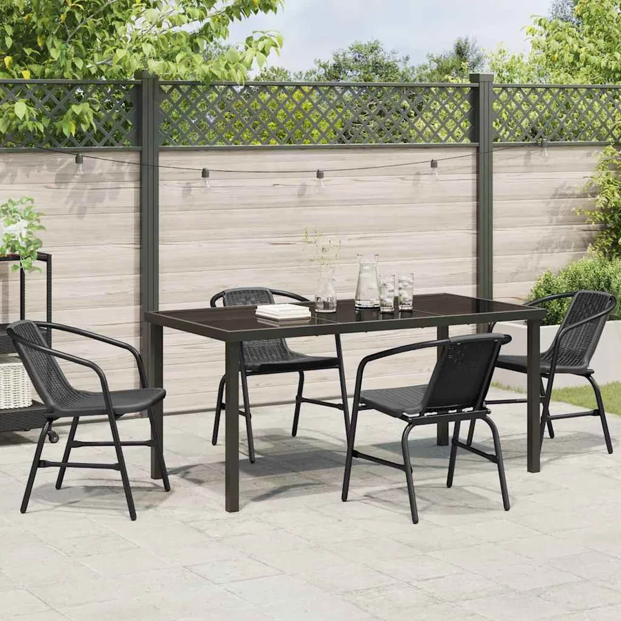 Ensemble de salle à manger pour jardin 5 pcs Noir - 4