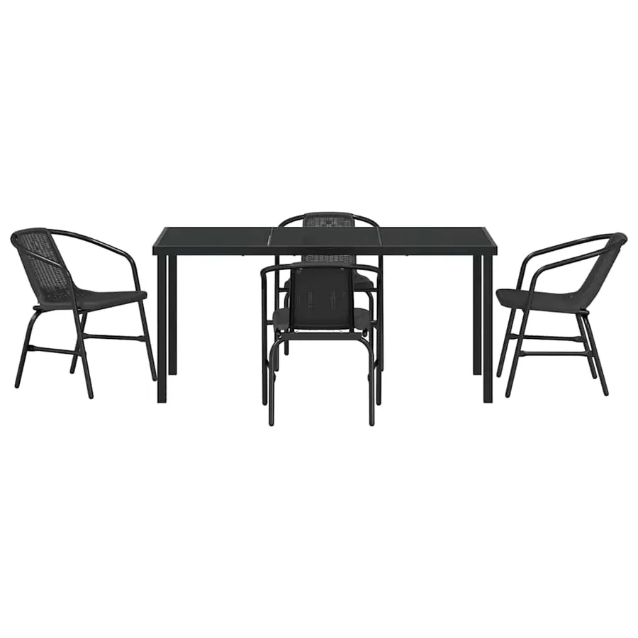 Ensemble de salle à manger pour jardin 5 pcs Noir - 7