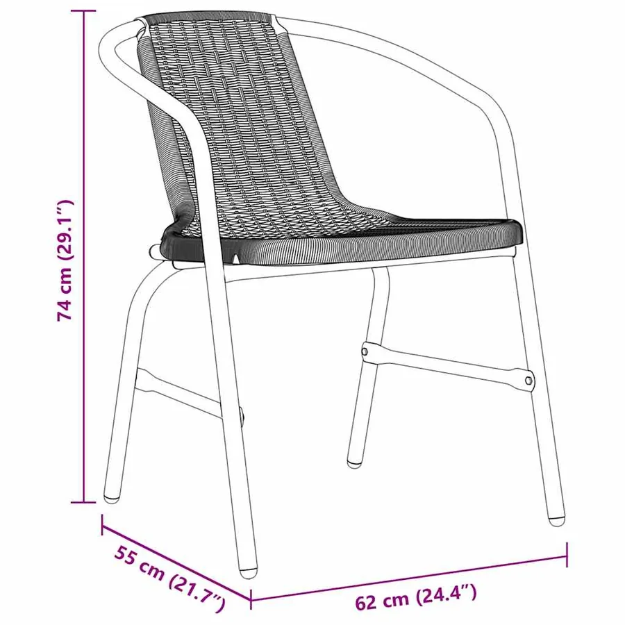 Ensemble de salle à manger pour jardin 5 pcs Noir - 8