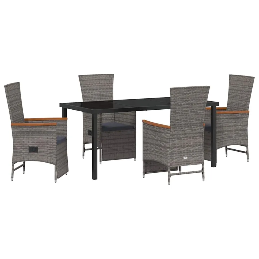 Ensemble de salle à manger pour jardin 5 pcs Gris polyrotin - 2